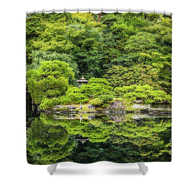 Oike Niwa Garden Shower Curtain featuring the photograph Oike Niwa garden, Kyoto by Lyl Dil Creations