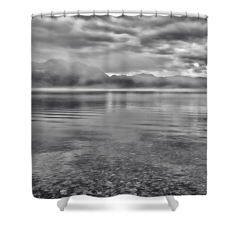 Landscape Shower Curtain featuring the photograph Okanagan Mountain Provincial Park Black and White by Allan Van Gasbeck