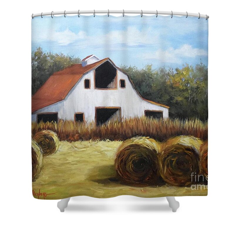 Barn Painting Shower Curtain featuring the painting Okemah Barn by Cheri Wollenberg