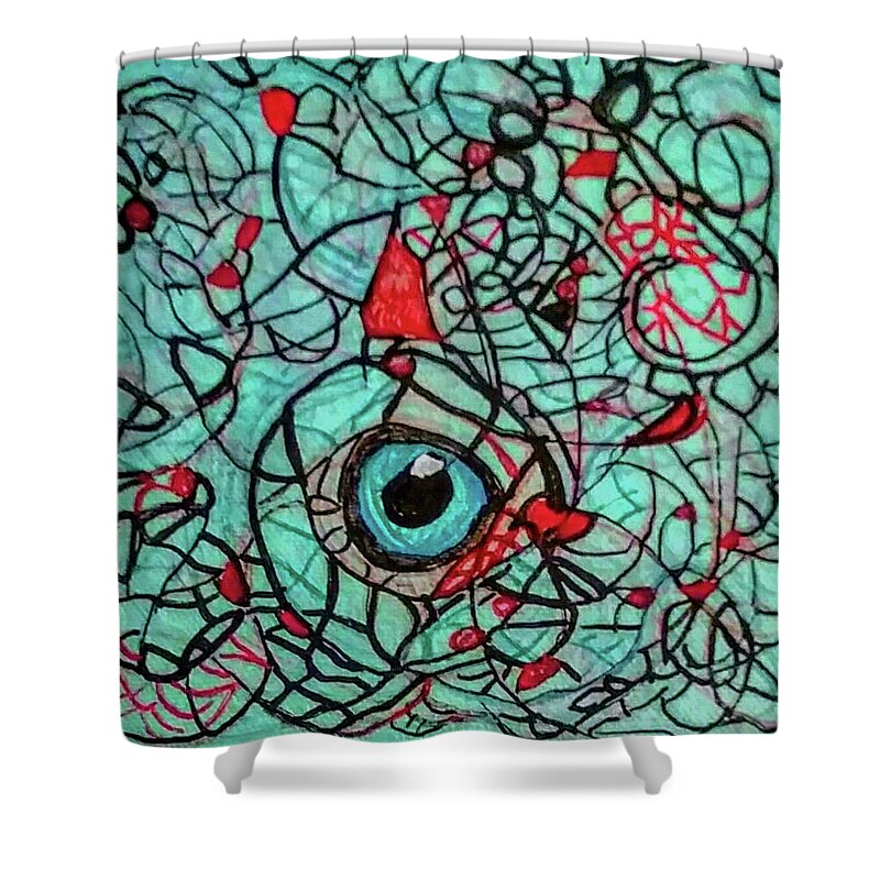 Blue Shower Curtain featuring the painting Old Blue Eye by Karen Lillard