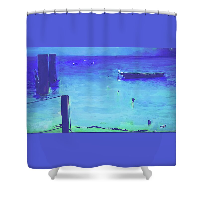 Waterfront Shower Curtain featuring the painting Old Boat by CHAZ Daugherty