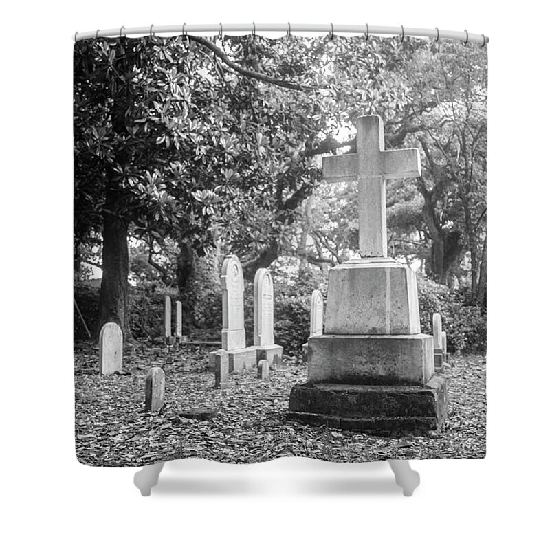 Beaufort Shower Curtain featuring the photograph Old Burying Ground - Beaufort North Carolina by Bob Decker
