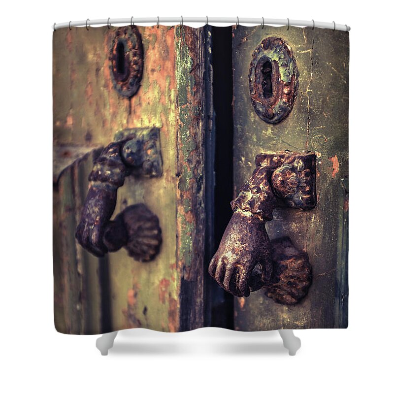 18th Century Shower Curtain featuring the photograph Old Door-knobs by Carlos Caetano