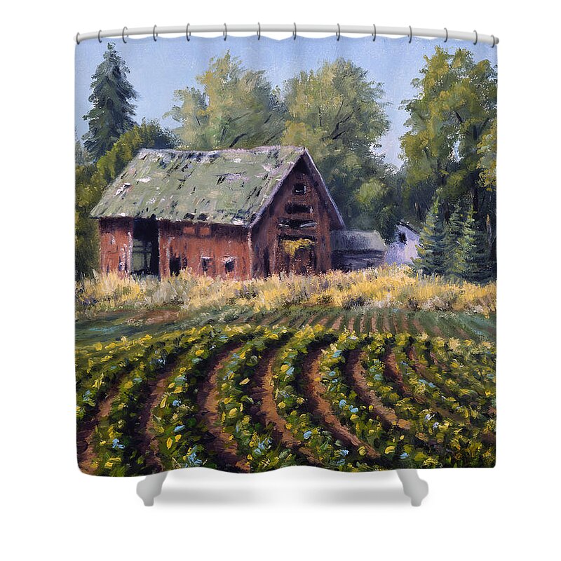 Farm Shower Curtain featuring the painting Old Farmstead by Rick Hansen