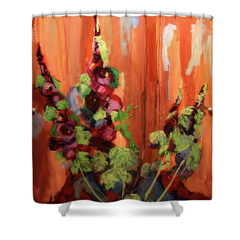 Flowers Shower Curtain featuring the painting Old Friends by Marilyn Quigley