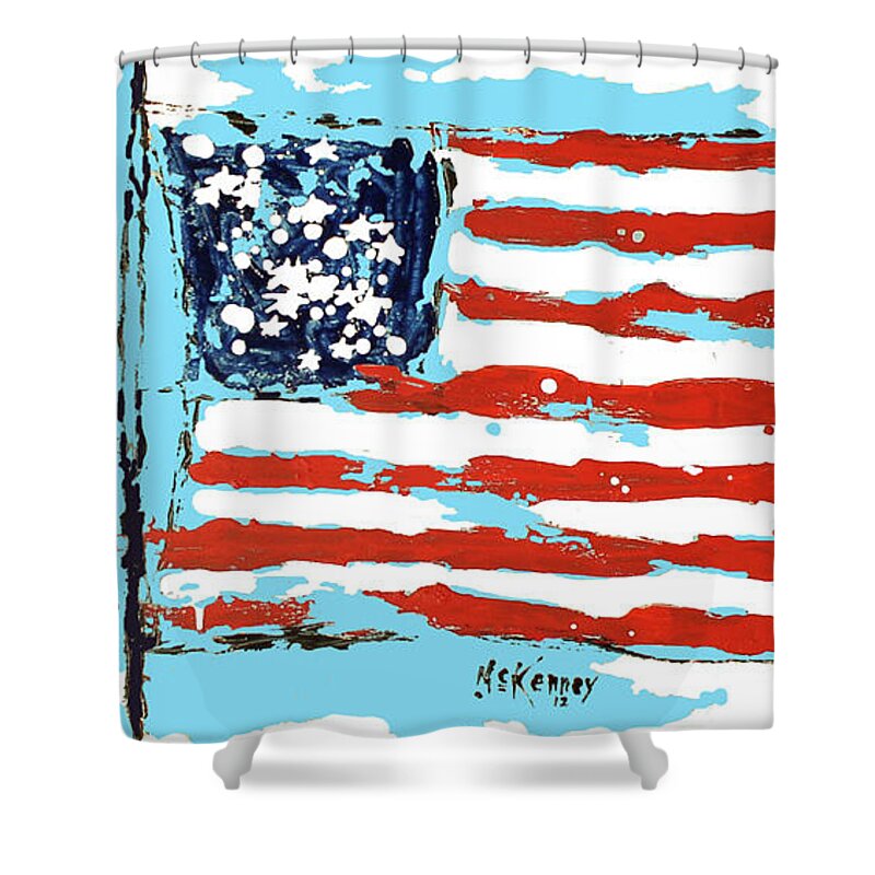  Shower Curtain featuring the drawing Old Glory by Phil Mckenney