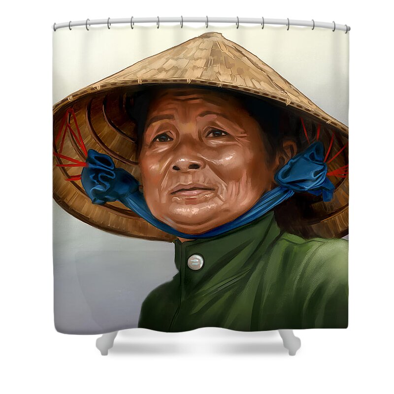 Old Lady Shower Curtain featuring the digital art Old lady by Darko Babovic