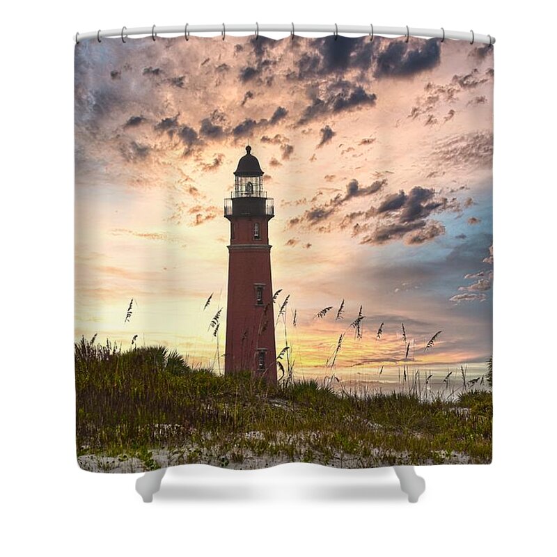 Ponce Inlet Lighthouse Shower Curtain featuring the photograph Old Mosquito Inlet Light by Carolyn Mickulas