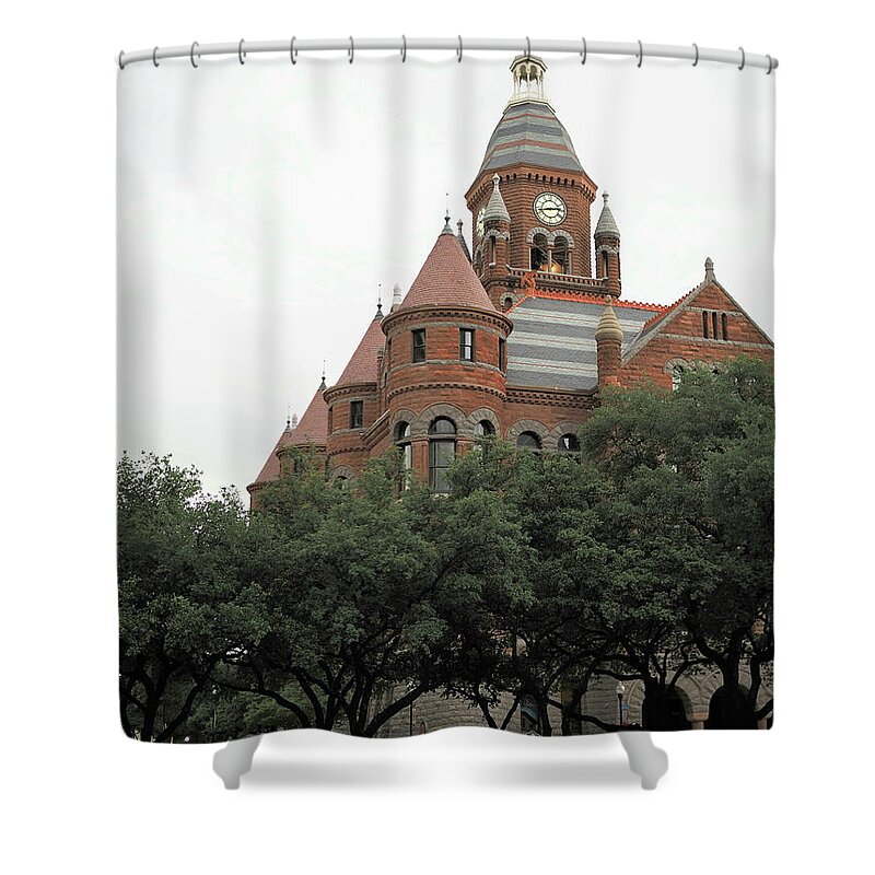 Red Shower Curtain featuring the photograph Old Red Court House 4 by C Winslow Shafer