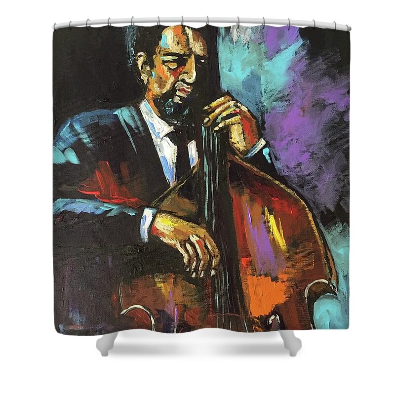 Ron Carter Shower Curtain featuring the painting Old Ron Carter by Ellen Lewis