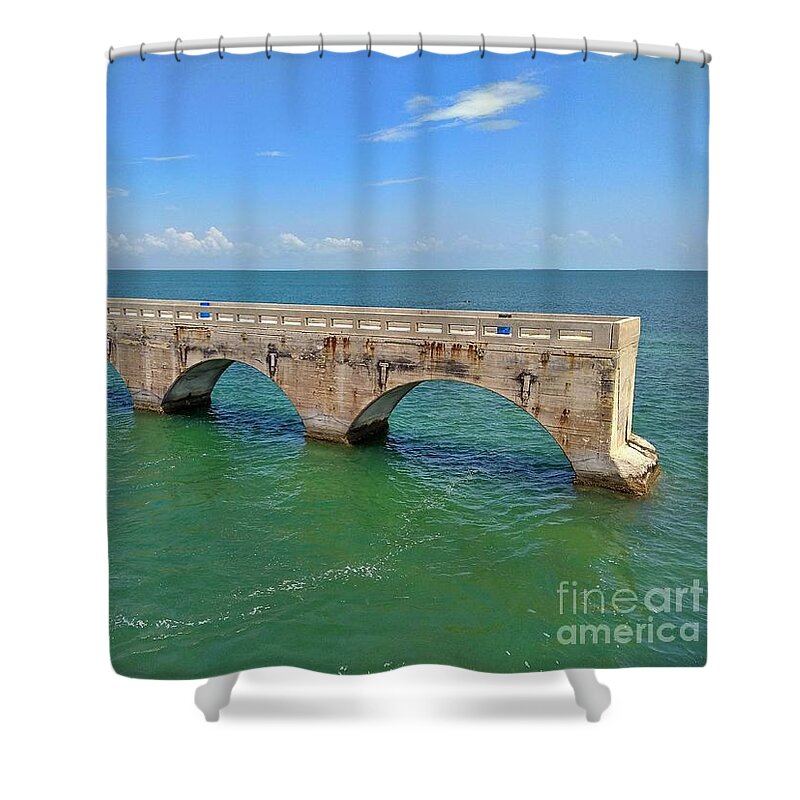 Bridge Shower Curtain featuring the photograph Old Seven Mile Bridge One Part by Claudia Zahnd-Prezioso