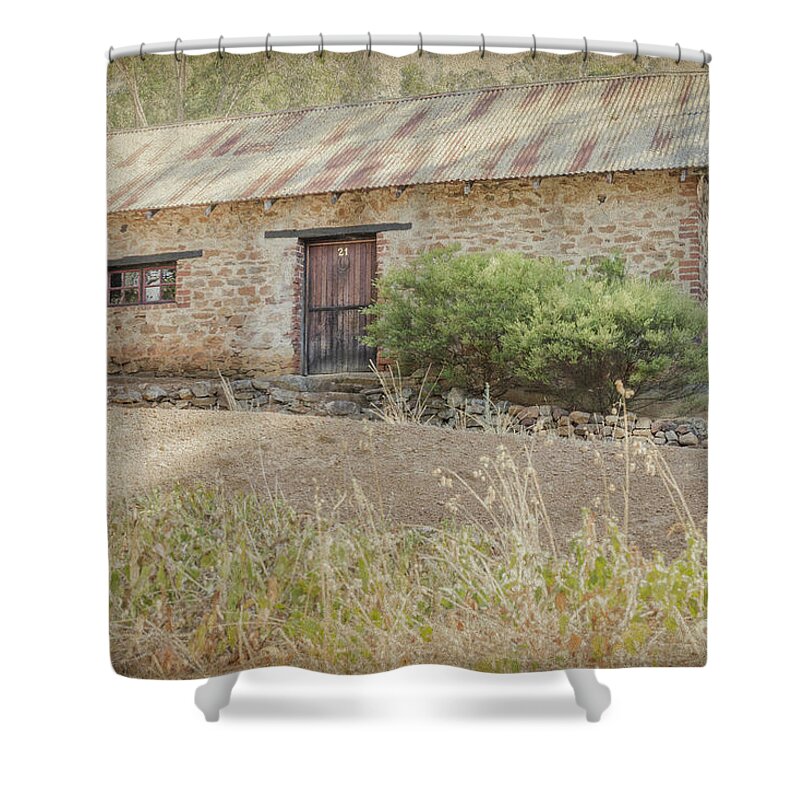 Stone Shower Curtain featuring the photograph Old Stone Cottage by Elaine Teague