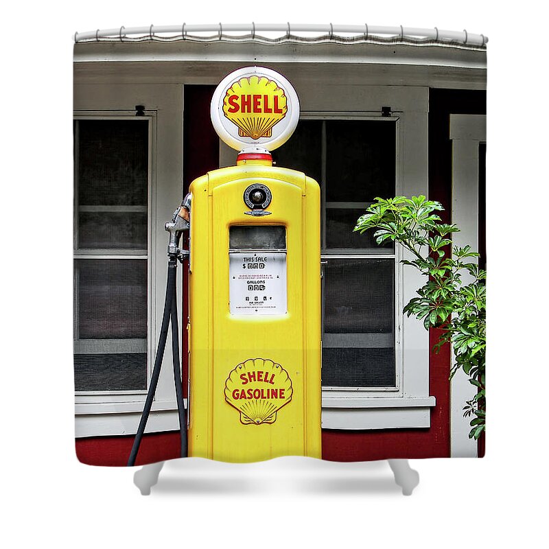 Old Time Shower Curtain featuring the photograph Old Time Gas Pump by David Lawson