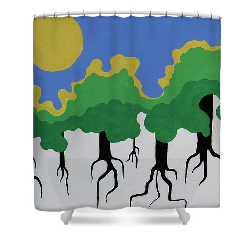Trees Shower Curtain featuring the painting Old Trees by Ted Clifton