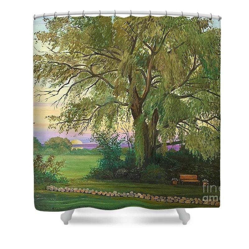 Print Shower Curtain featuring the painting Old Willow by Margaryta Yermolayeva