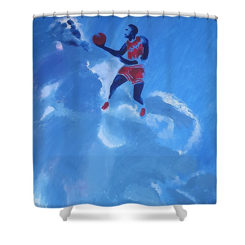 Michael Jordan Shower Curtain featuring the painting Omaggio a Michael Jordan by Enrico Garff