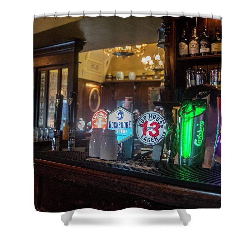 Irish Pub Shower Curtain featuring the photograph On Tap by Edward Shmunes