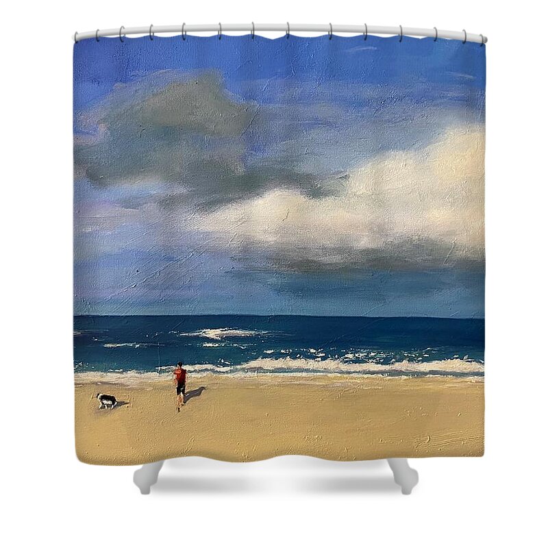  Shower Curtain featuring the painting On the Beach by Chris Gholson