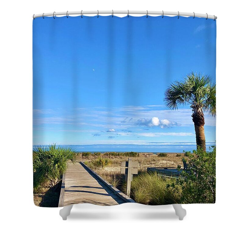 Boardwalk Shower Curtain featuring the photograph On the Boardwalk by Michael Stothard