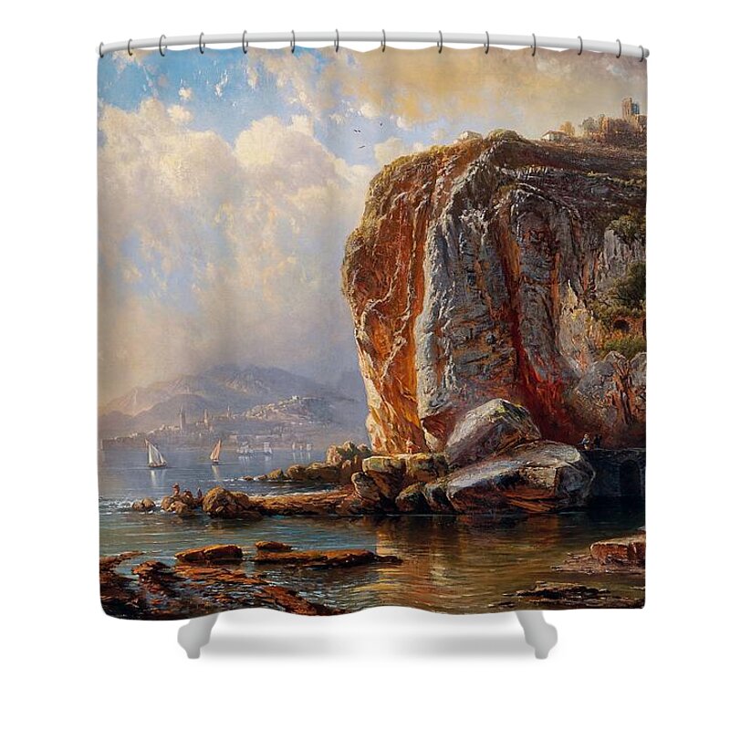 Painting Shower Curtain featuring the painting On the Coast of Menton by Pieter Peters
