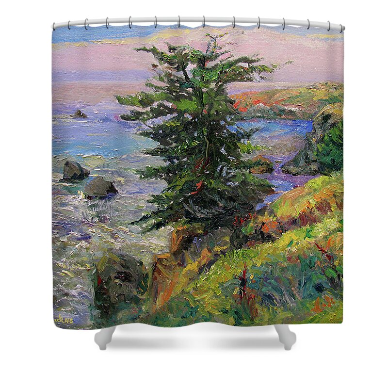 Sonoma Coast Painting Shower Curtain featuring the painting On the Edge 2023 by John McCormick