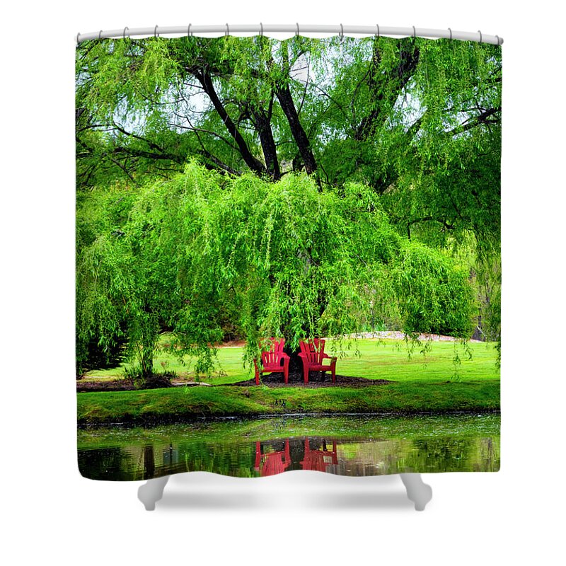 Carolina Shower Curtain featuring the photograph On the Edge of the Lake by Debra and Dave Vanderlaan