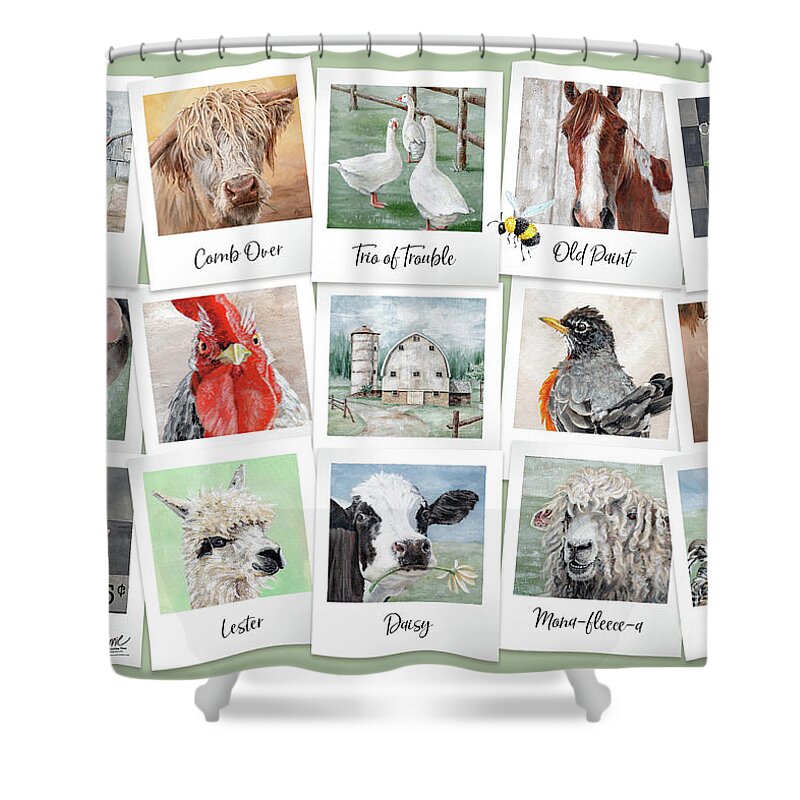 Farm Shower Curtain featuring the painting On the Farm by Annie Troe