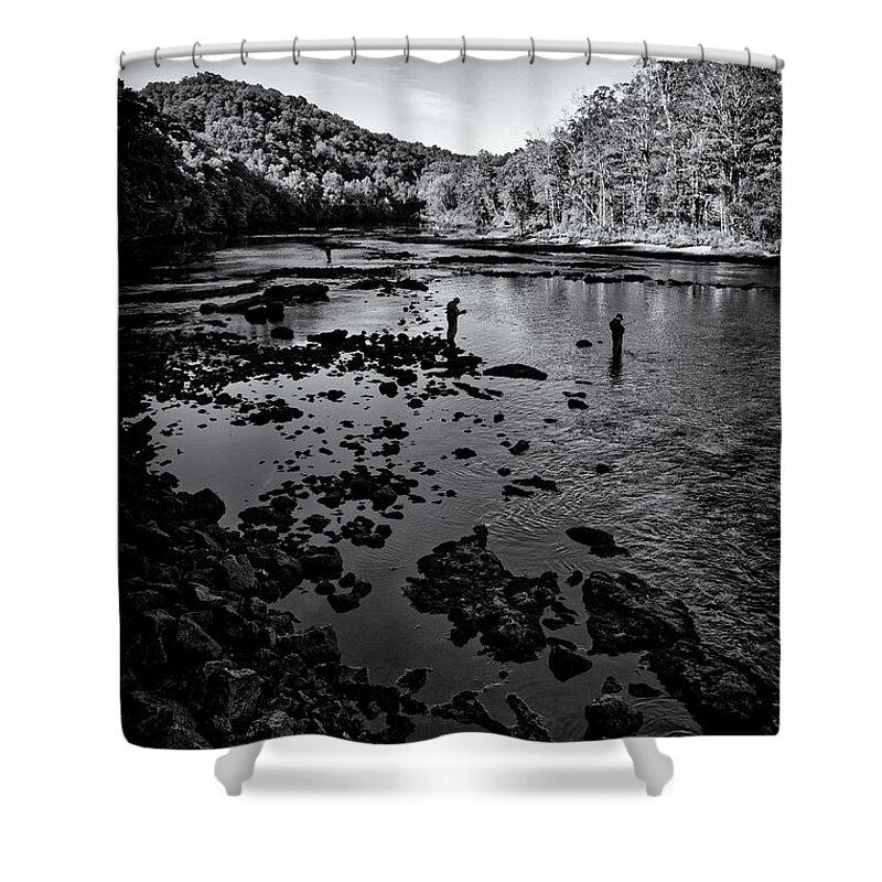 Norris Dam Shower Curtain featuring the photograph On The Road 17 by Phil Perkins