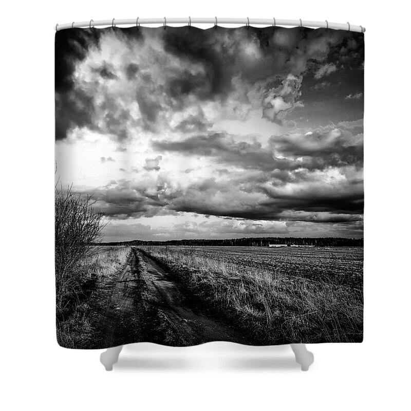 Road Shower Curtain featuring the photograph On The Road Again LRBW by Michael Damiani