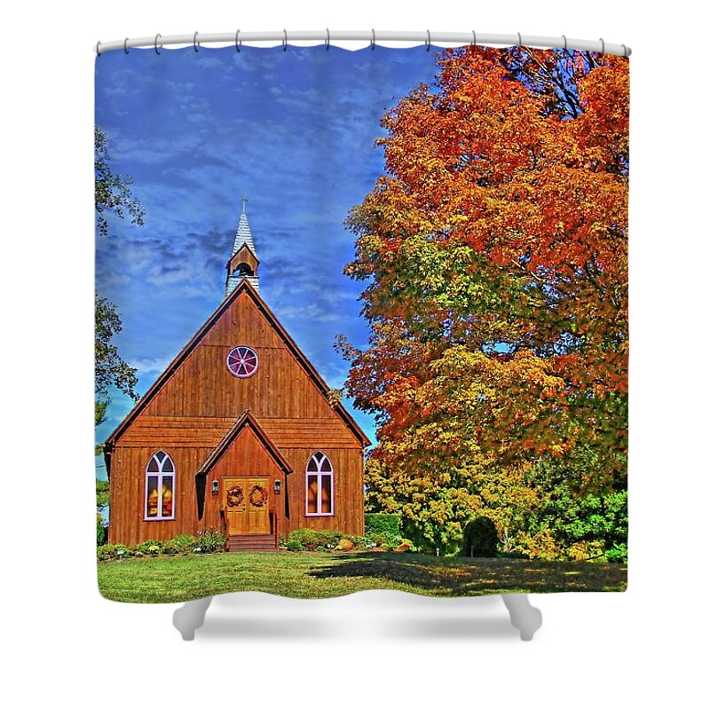 Autumn Shower Curtain featuring the photograph On The Road To Maryville by HH Photography of Florida