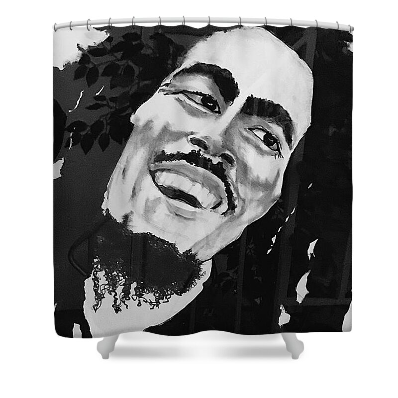  Shower Curtain featuring the drawing One Love by Angie ONeal