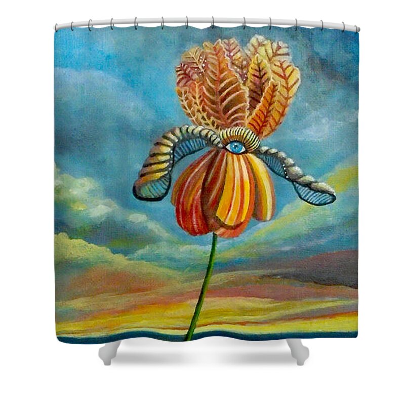 Flower Shower Curtain featuring the painting Onwards by Mindy Huntress