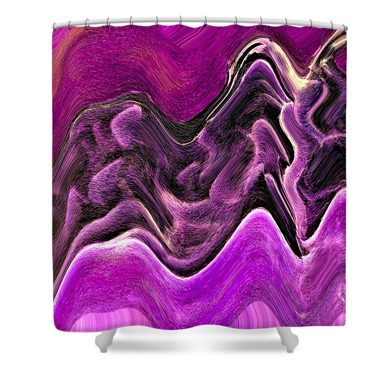 Abstract Shower Curtain featuring the digital art Open Oyster Abstract - Purple by Ronald Mills