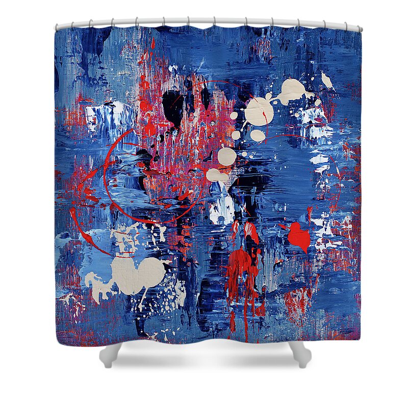 Abstract Shower Curtain featuring the painting Open Heart 5 by Angela Bushman
