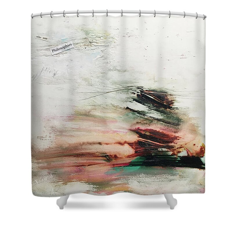 Abstract Art Shower Curtain featuring the painting Oracle Incursion by Rodney Frederickson