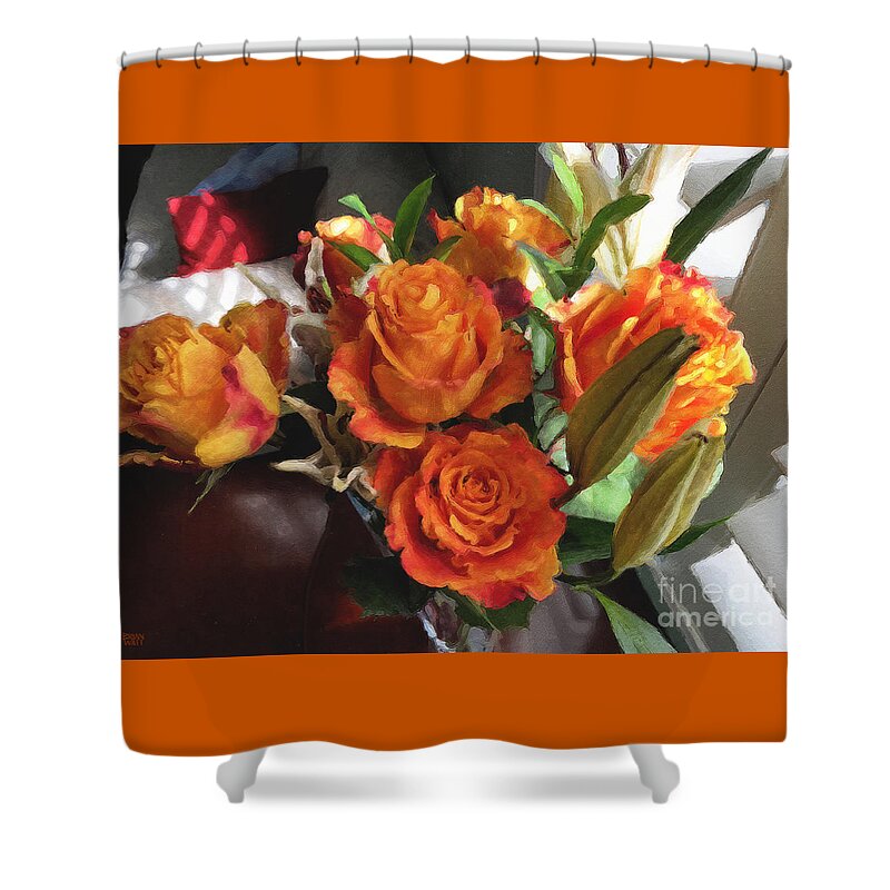 Flowers Shower Curtain featuring the photograph Orange Roses by Brian Watt