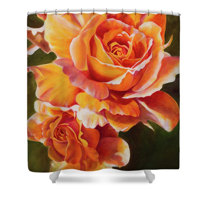 Oil Painting Shower Curtain featuring the painting Orange Roses by Tammy Pool