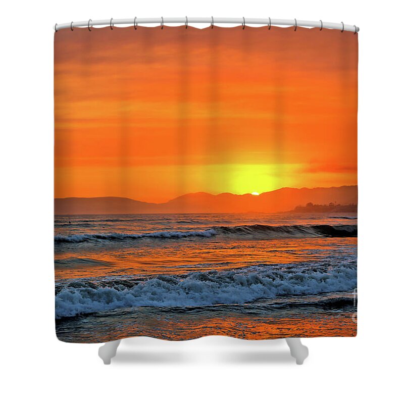 Sunset Shower Curtain featuring the photograph Orange Sunset by Vivian Krug Cotton