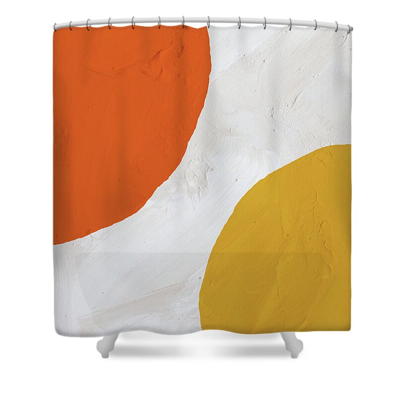 Abstract Painting Shower Curtain featuring the painting Orange, Yellow And White by Abstract Art