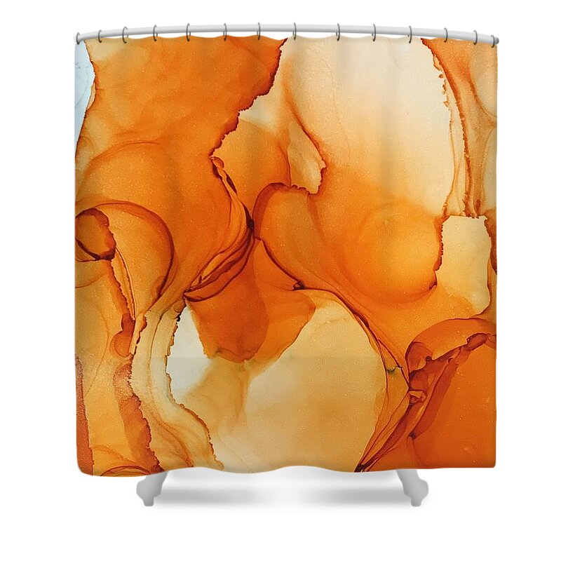 Abstract Shower Curtain featuring the painting Orange you glad? by Eric Fischer