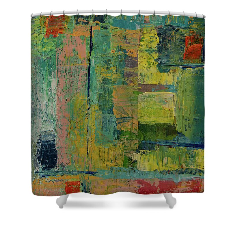 Mixed Media Shower Curtain featuring the mixed media Orange Zest by Julia Malakoff