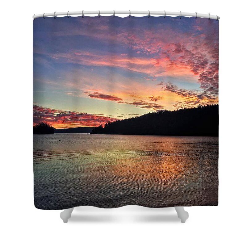 Sunset Shower Curtain featuring the photograph Orcas Island Sunset 1 by Jerry Abbott