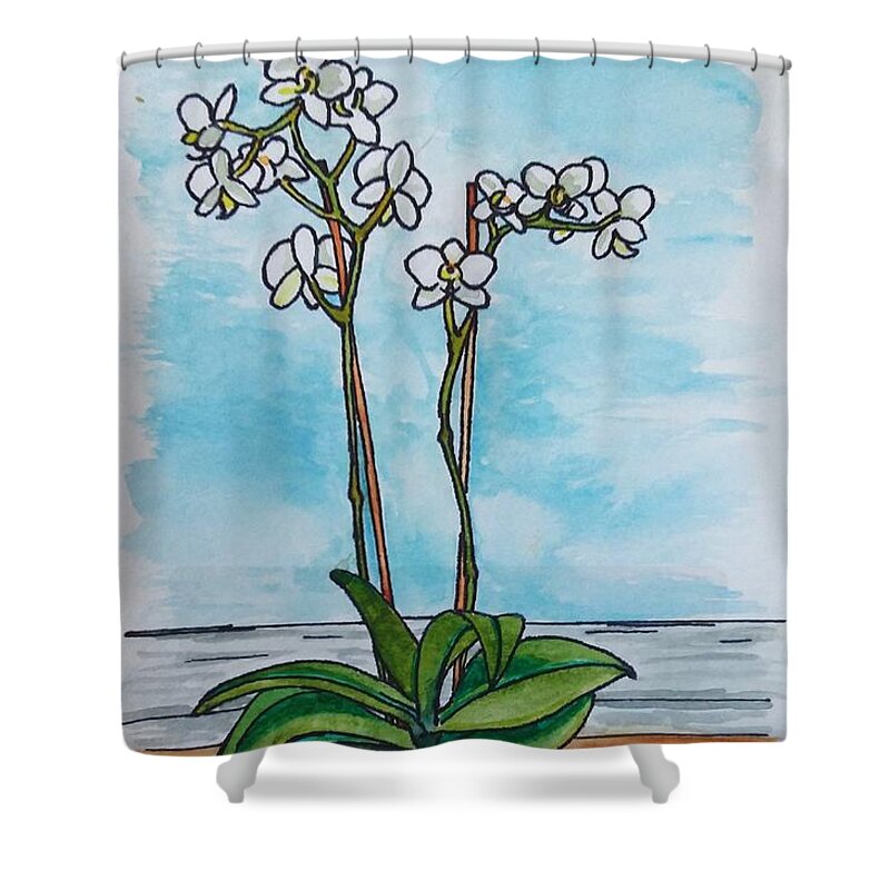 Orchid Shower Curtain featuring the painting Orchid by Joanne Stowell