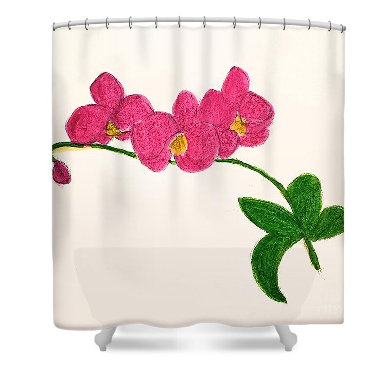 Orchids Track The Passage Of Time Shower Curtain featuring the painting Orchids by Margaret Welsh Willowsilk