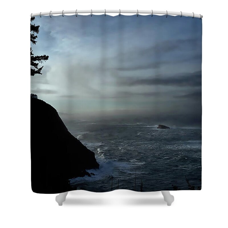 Oregon Coast Shower Curtain featuring the photograph Oregon Coast twilight by Cathy Anderson