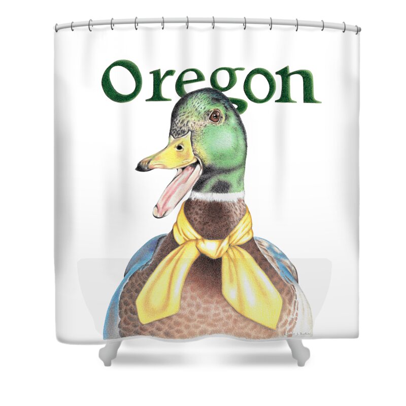 Oregon Shower Curtain featuring the drawing Oregon Duck with Transparent Background by Karrie J Butler