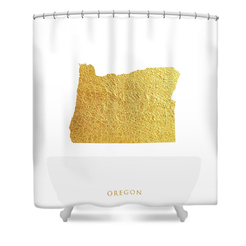 Oregon Shower Curtain featuring the digital art Oregon Gold Map #77 by Michael Tompsett