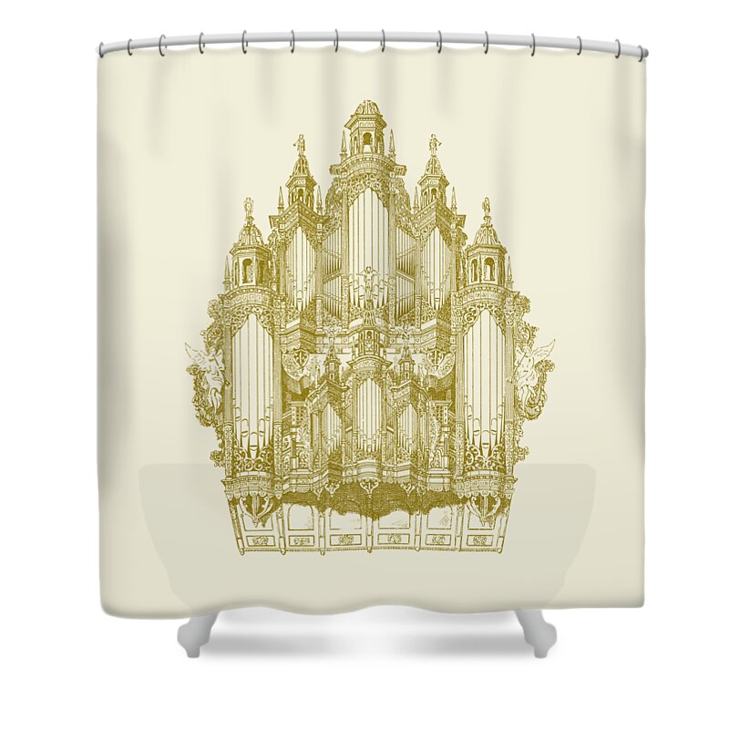 Organ Shower Curtain featuring the digital art Organ musical instrument by Madame Memento
