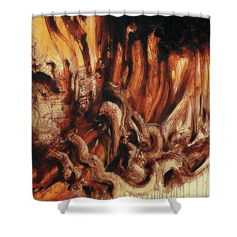 Nature Shower Curtain featuring the painting Organic Heat by Sv Bell