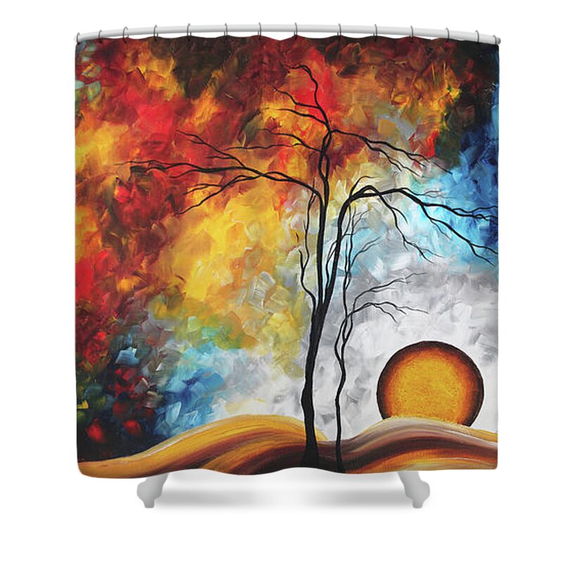 Collect Shower Curtain featuring the painting Original Abstract Landscape Tree Painting Modern Bold Colorful Art Megan Duncanson by Megan Aroon